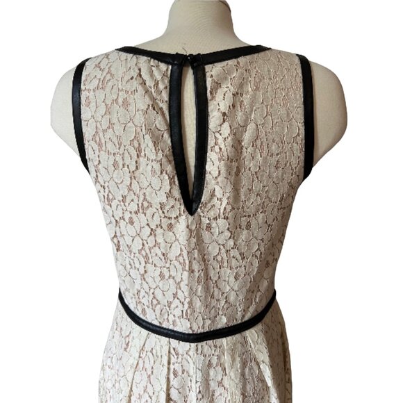 Speechless Cream Lace Babydoll Dress Sz 13 Juniors Black Faux Leather Waist - Picture 10 of 12